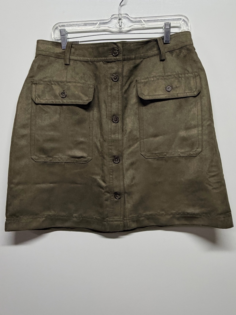 Banana Republic Factory Olive Green Button-Front Mini Skirt